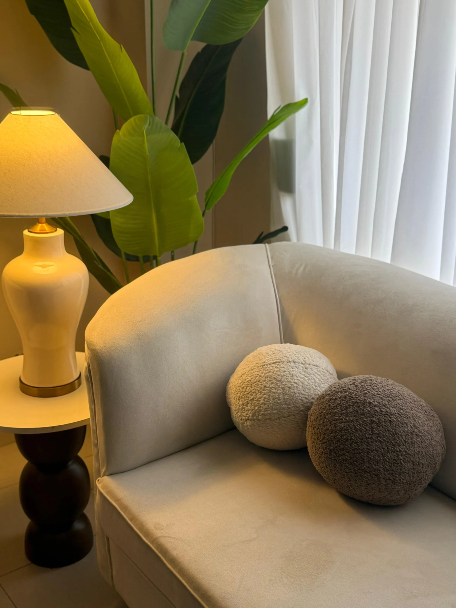 Pack of 2 Boucle Ball Cushion - Image 2