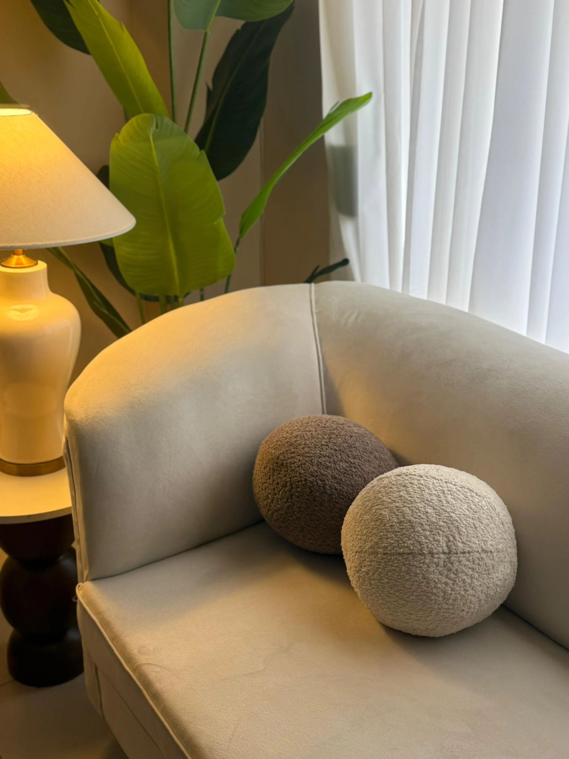 Pack of 2 Boucle Ball Cushion